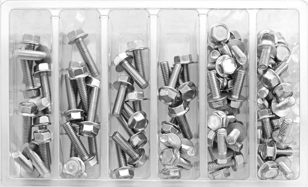 BOLT M6 10MM HEX FLANGE BOLT ASSORTMENT 80 PIECE KIT SV-M6HEX10