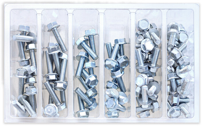 BOLT M6 10MM HEX FLANGE BOLT ASSORTMENT 80 PIECE KIT SV-M6HEX10
