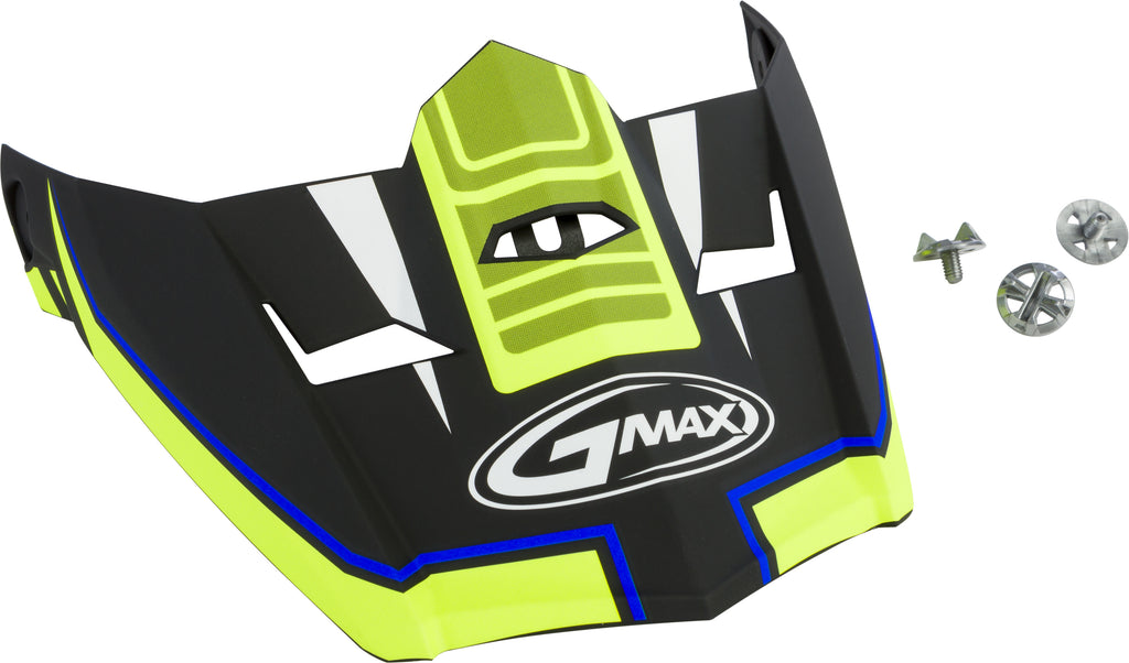 GMAX VISOR W/SCREWS UNCLE MX-46 MATTE BLK/HI-VIS YLW/BLUE XS-S G046835