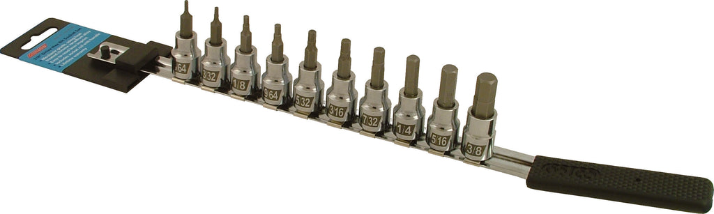 CRUZ TOOLS SOCKET BIT SET 10PC HEX STANDARD IN38HBS