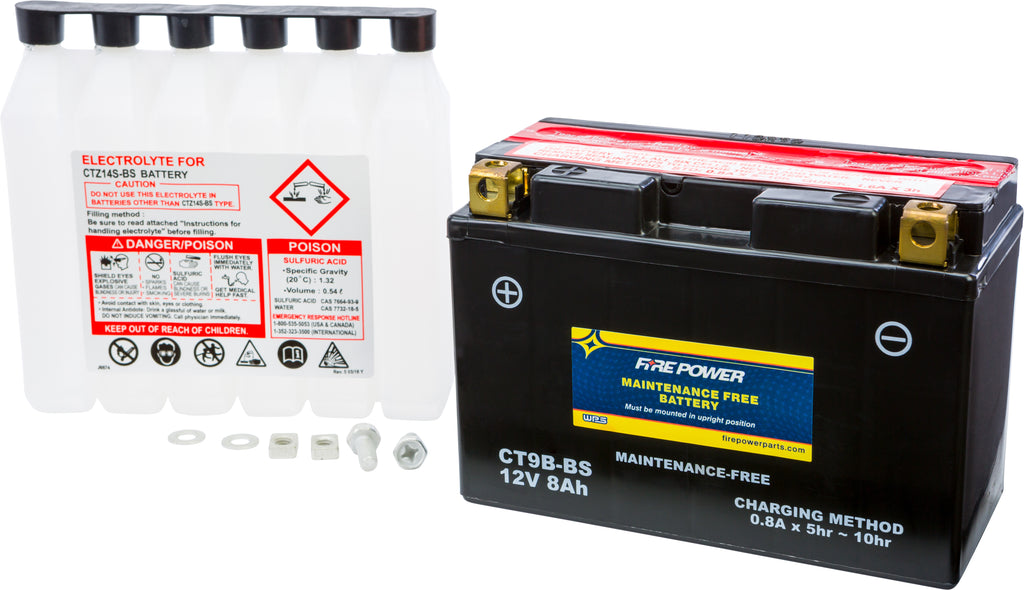 FIRE POWER BATTERY CT9B-BS MAINTENANCE FREE CT9B-BS-atv motorcycle utv parts accessories gear helmets jackets gloves pantsAll Terrain Depot