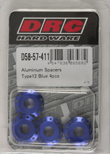 Load image into Gallery viewer, DRC ALUMINUM SPACERS TYPE 12 BLUE M6X12MM 4/PK D58-57-411