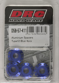 DRC ALUMINUM SPACERS TYPE 12 BLUE M6X12MM 4/PK D58-57-411