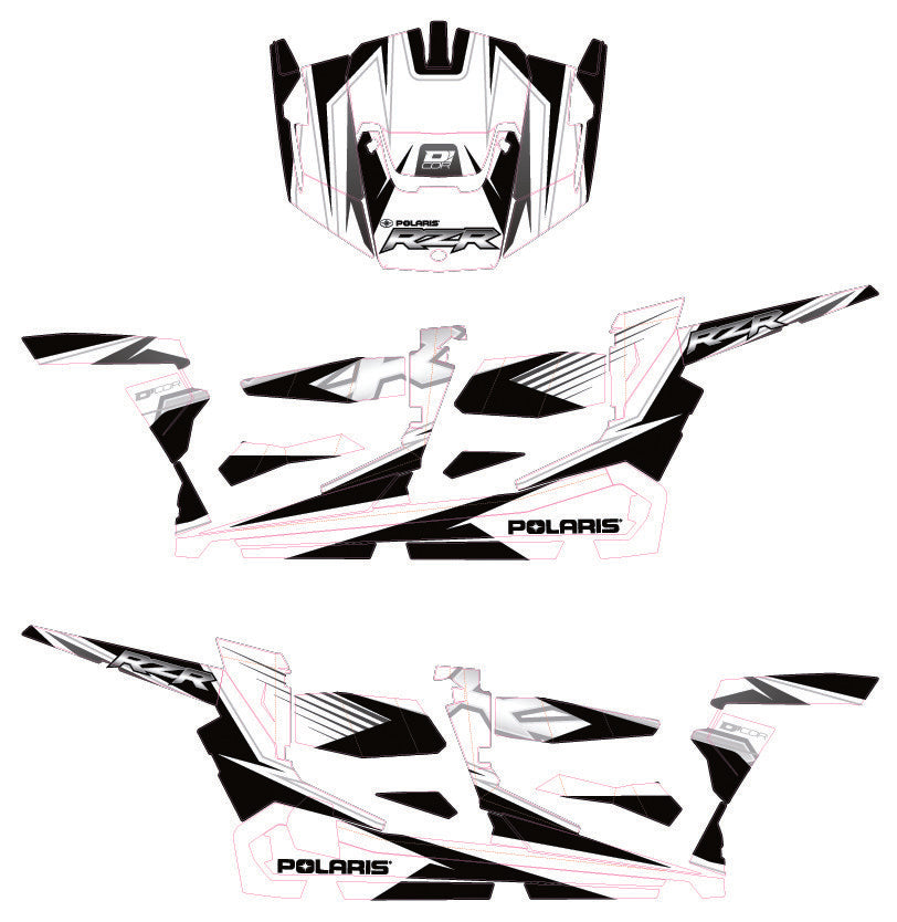 D'COR POL RZR4 COMPLETE GRAPHIC KIT WHITE/BLACK/SILVER 20-60-111