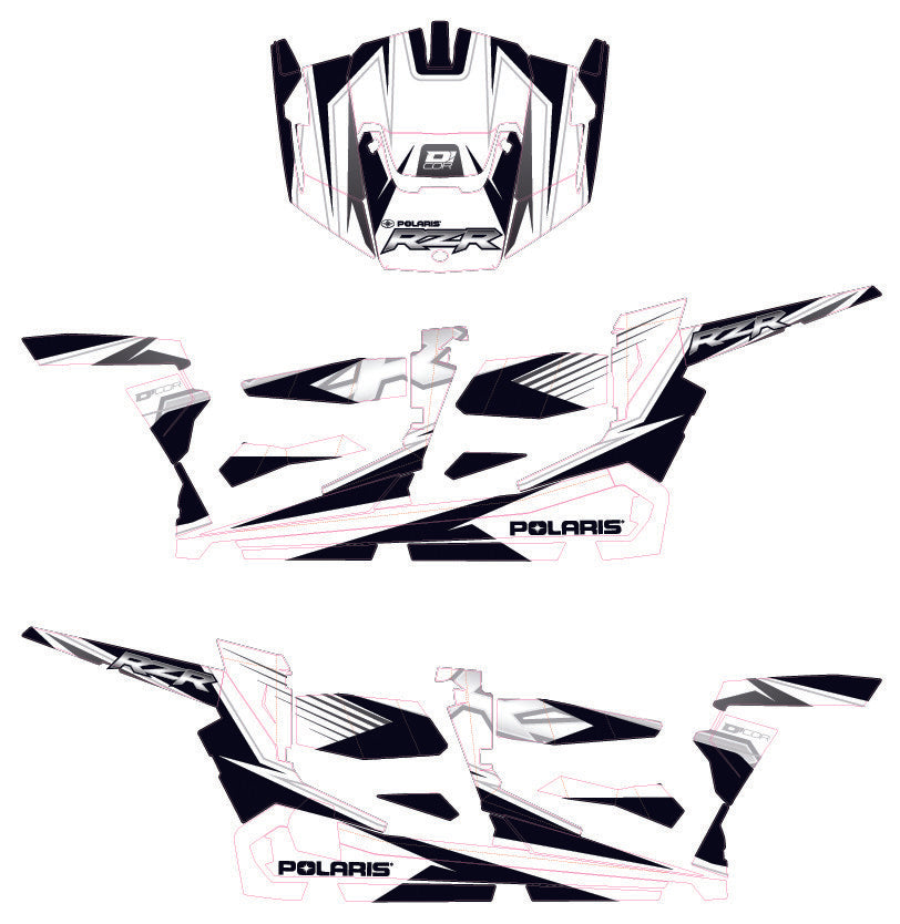 D'COR POL RZR COMPLETE GRAPHIC KIT WHITE/BLACK/SILVER 20-60-110
