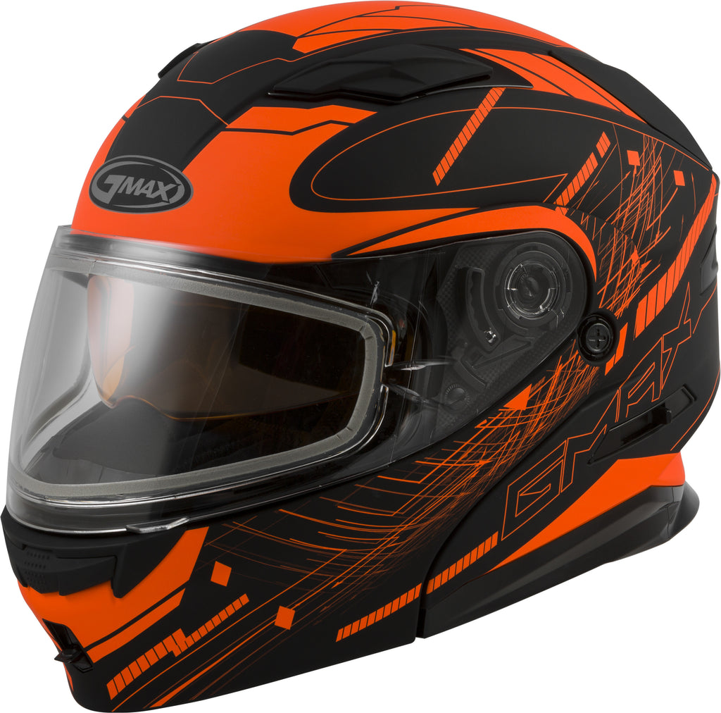 GMAX MD-01S MODULAR WIRED SNOW HELMET BLACK/NEON ORANGE SM G2011694D TC-26