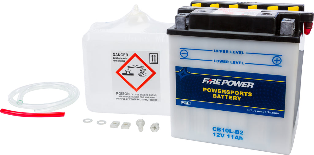 FIRE POWER BATTERY W/ACID CB10L-B2 12V HEAVY DUTY CB10L-B2-atv motorcycle utv parts accessories gear helmets jackets gloves pantsAll Terrain Depot