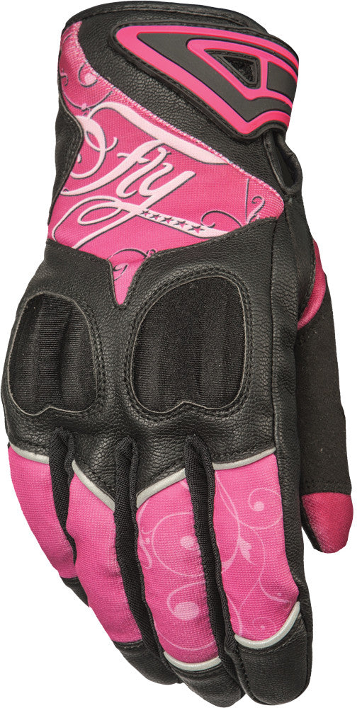 FLY RACING WOMEN'S VENUS GLOVES PINK/BLACK MD #5884 476-6121~3-atv motorcycle utv parts accessories gear helmets jackets gloves pantsAll Terrain Depot
