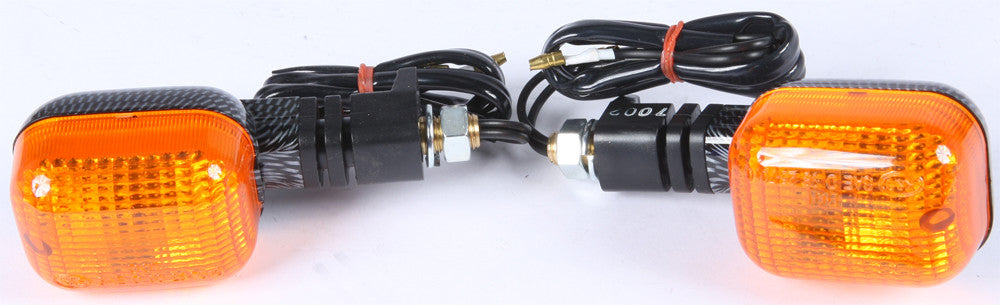 K&S UNIVERSAL SIGNAL LIGHTS CARBON W/AMBER LENS 25-7001-atv motorcycle utv parts accessories gear helmets jackets gloves pantsAll Terrain Depot