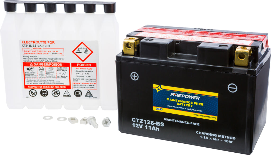 FIRE POWER BATTERY CTZ12S-BS MAINTENANCE FREE CTZ12S-BS-atv motorcycle utv parts accessories gear helmets jackets gloves pantsAll Terrain Depot