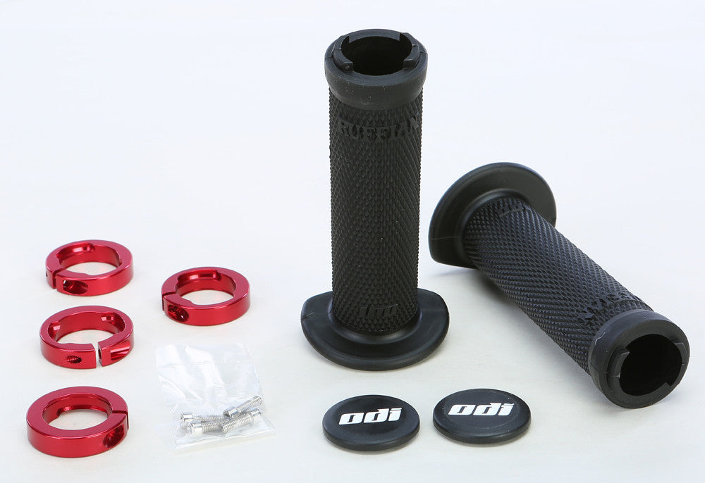 ODI ATV RUFFIAN LOCKON GRIP 130MM BLACK/RED J30RFB-R-atv motorcycle utv parts accessories gear helmets jackets gloves pantsAll Terrain Depot