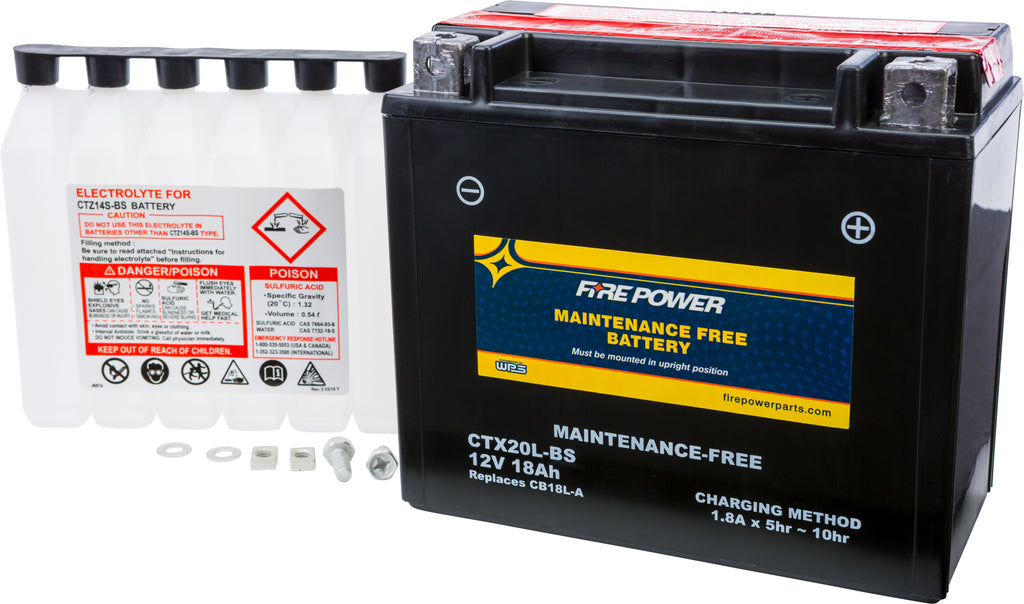 FIRE POWER BATTERY CTX20L-BS MAINTENANCE FREE CTX20L-BS-atv motorcycle utv parts accessories gear helmets jackets gloves pantsAll Terrain Depot