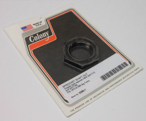 COLONY MACHINE MOTOR SPROCKET SHAFT NUT BIG TWIN 72-E85 2288-1