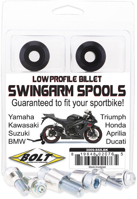 BOLT SWINGARM SPOOLS BLACK 2009-SSS.BK