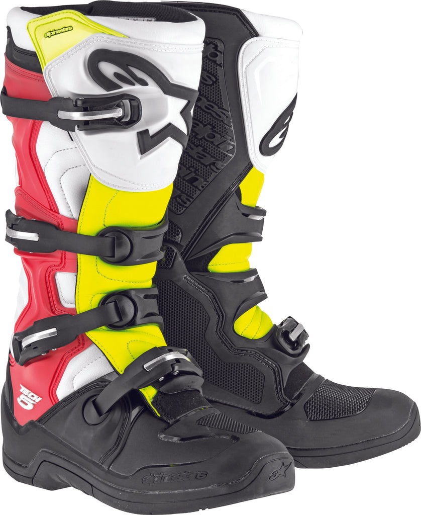 ALPINESTARS TECH 5 BOOTS BLACK/WHITE/RED/YELLOW SZ 07 2015015-1235-7
