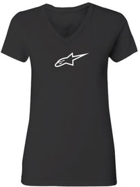 ALPINESTARS WOMENS AGELESS TEE V-NECK BLACK MD 1W37-72900-10-M