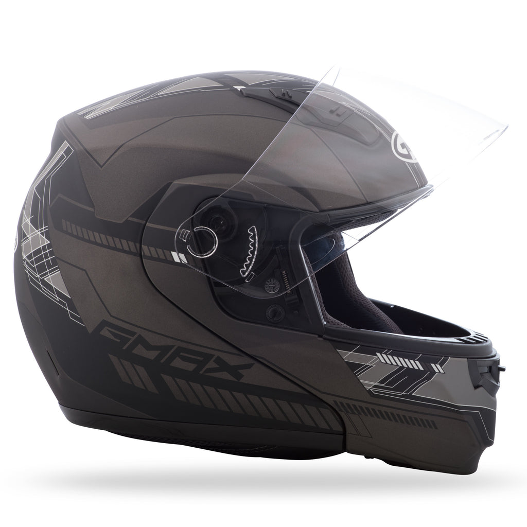 GMAX MD-04 MODULAR HELMET MATTE BLACK/DARK SILVER XS G1041453 TC-21F
