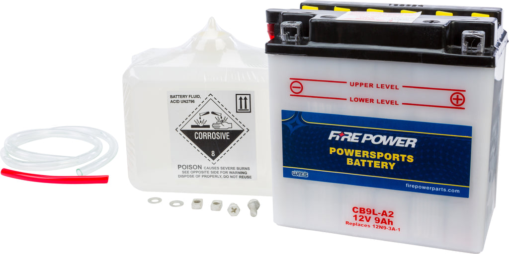 FIRE POWER BATTERY W/ACID CB9L-A2 12V HEAVY DUTY CB9L-A2-atv motorcycle utv parts accessories gear helmets jackets gloves pantsAll Terrain Depot