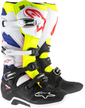 Load image into Gallery viewer, ALPINESTARS TECH 7 BOOTS WHITE/YELLOW/BLUE SZ 16 2012014-257-16