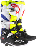 ALPINESTARS TECH 7 BOOTS WHITE/YELLOW/BLUE SZ 16 2012014-257-16
