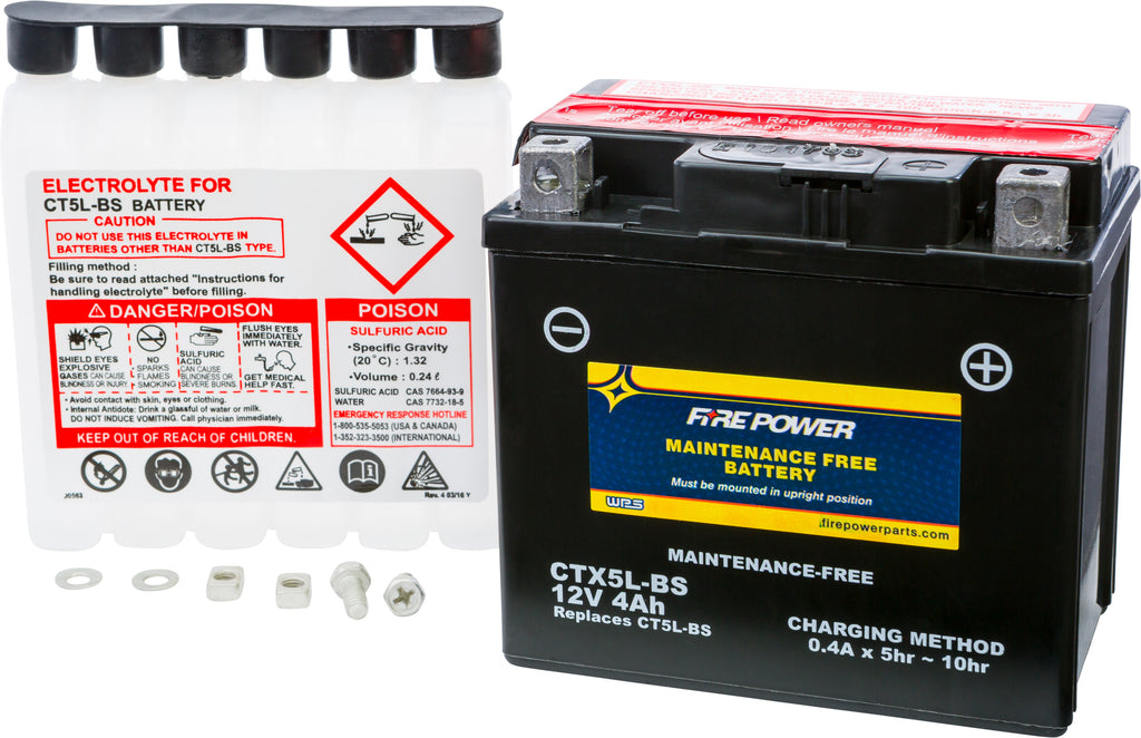 FIRE POWER BATTERY CTX5L-BS MAINTENANCE FREE CTX5L-BS-atv motorcycle utv parts accessories gear helmets jackets gloves pantsAll Terrain Depot
