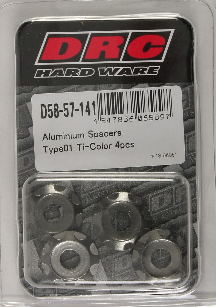 DRC ALUMINUM SPACERS TYPE 1 TITANIUM M6X12MM 4/PK D58-57-141