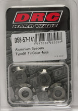 Load image into Gallery viewer, DRC ALUMINUM SPACERS TYPE 1 TITANIUM M6X12MM 4/PK D58-57-141