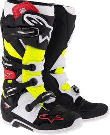 ALPINESTARS TECH 7 BOOTS BLACK/RED/YELLOW SZ 16 2012014-136-16