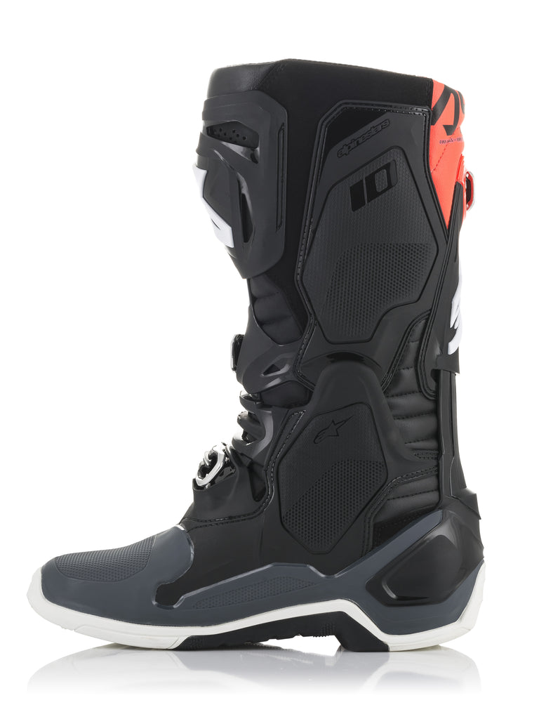 ALPINESTARS TECH 10 BOOTS BLK/GRY/ORG/FLUO RED SZ 13 2010020-1143-13
