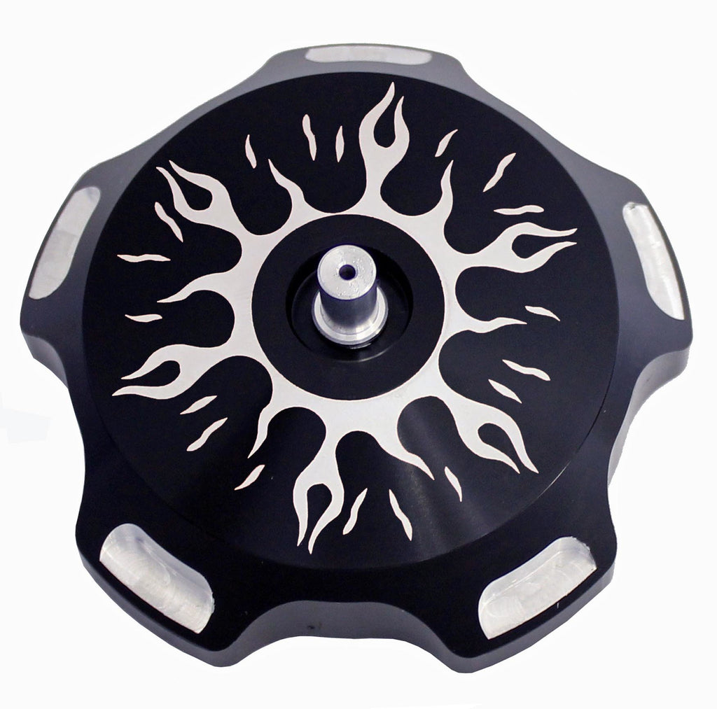 MODQUAD BILLET GAS CAP (BLACK FLAMES) GC1-FRBLK-atv motorcycle utv parts accessories gear helmets jackets gloves pantsAll Terrain Depot