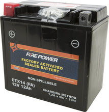 Load image into Gallery viewer, FIRE POWER BATTERY CTX14 SEALED FACTORY ACTIVATED CTX14-BS(FA)