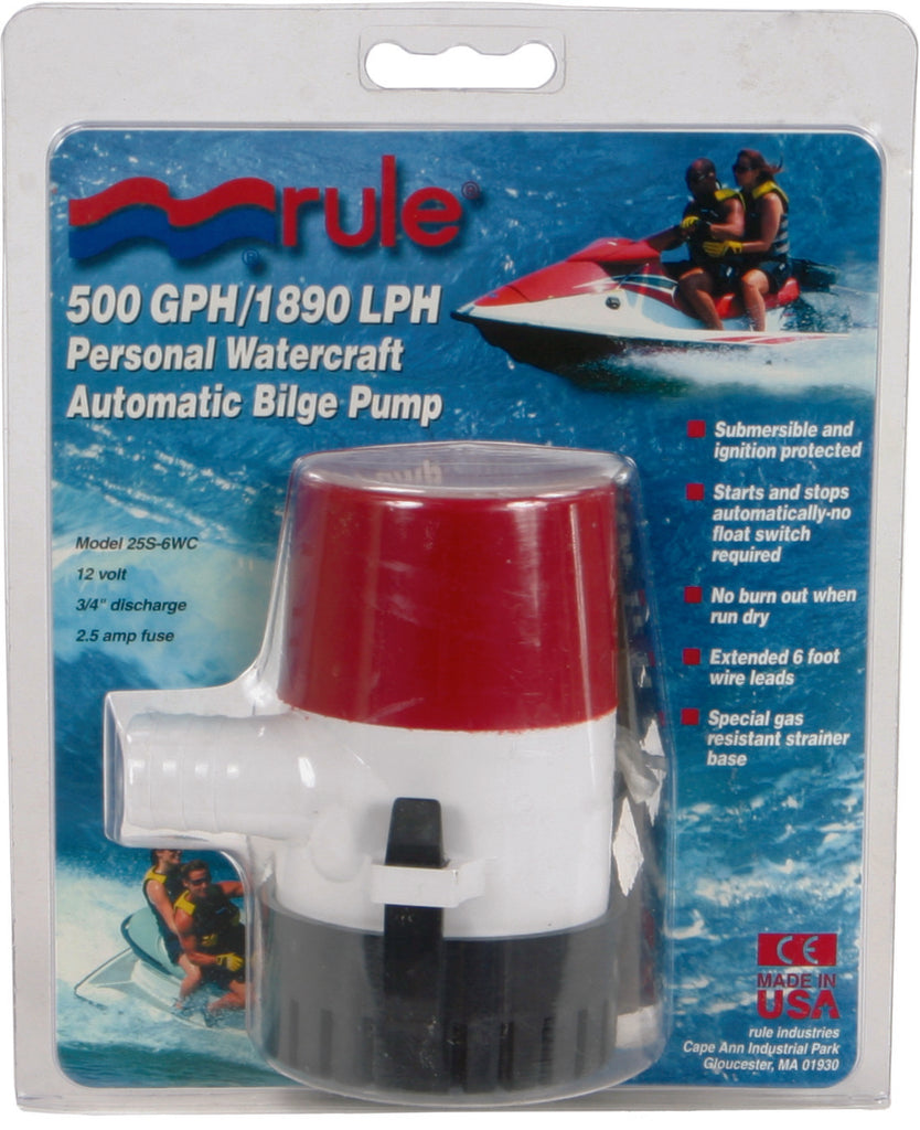 RULE AUTOMATIC BILGE PUMP 500 GPH 25SA-6WC-atv motorcycle utv parts accessories gear helmets jackets gloves pantsAll Terrain Depot