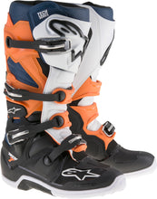 Load image into Gallery viewer, ALPINESTARS TECH 7 BOOTS BLACK/ORANGE/WHITE/BLUE SZ 10 2012014-1427-10