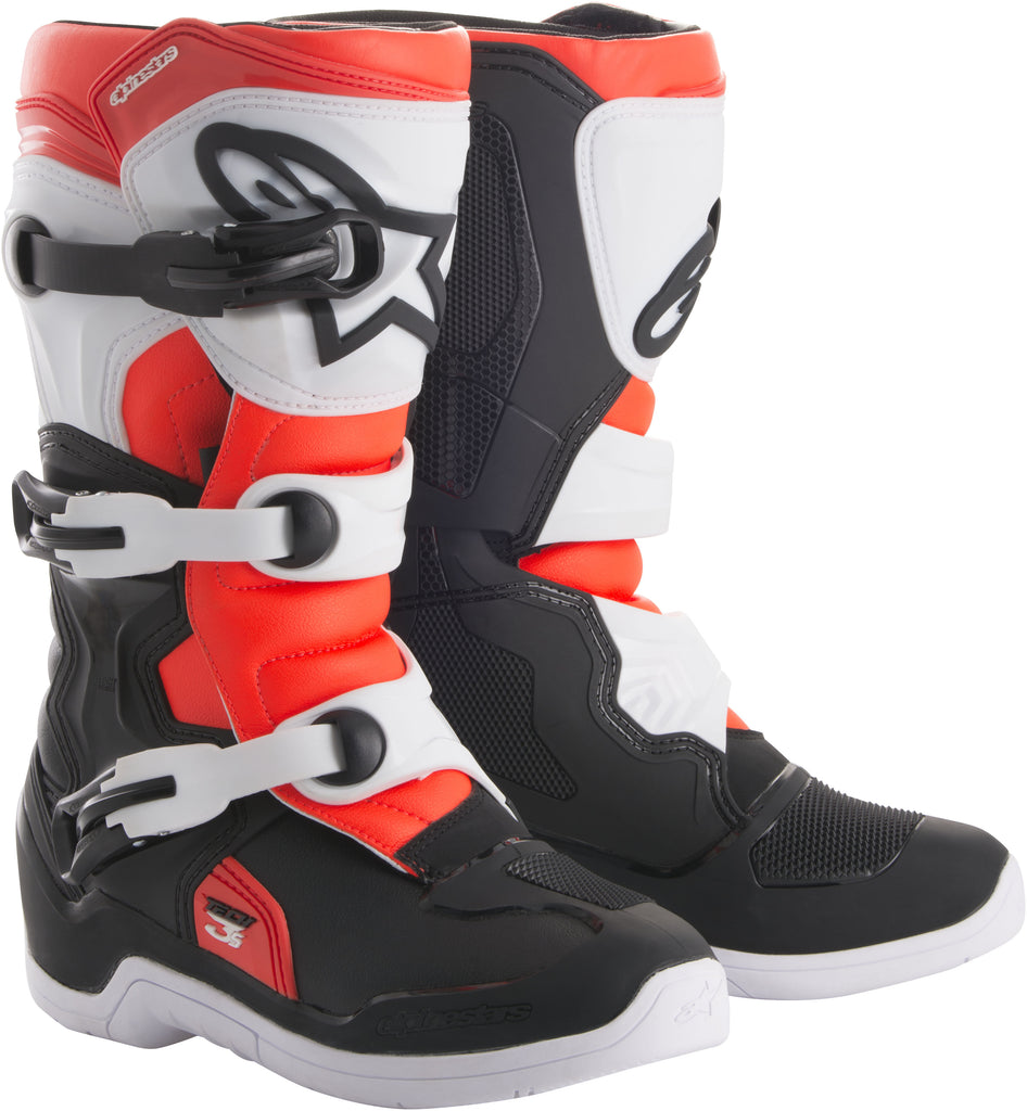 ALPINESTARS TECH 3S BOOTS BLACK/WHITE/RED SZ 03 2014018-1231-3