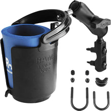 Load image into Gallery viewer, RAM BRAKE/CLUTCH RESERVOIR MOUNT W/SELF-LEVELING CUP HOLDER RAM-B-132-309