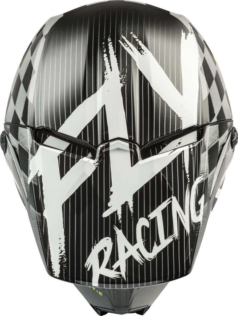 FLY RACING YOUTH KINETIC SKETCH HELMET BLACK/WHITE/HI-VIS YL 73-3468YL