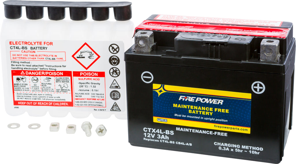 FIRE POWER BATTERY CTX4L-BS MAINTENANCE FREE CTX4L-BS-atv motorcycle utv parts accessories gear helmets jackets gloves pantsAll Terrain Depot