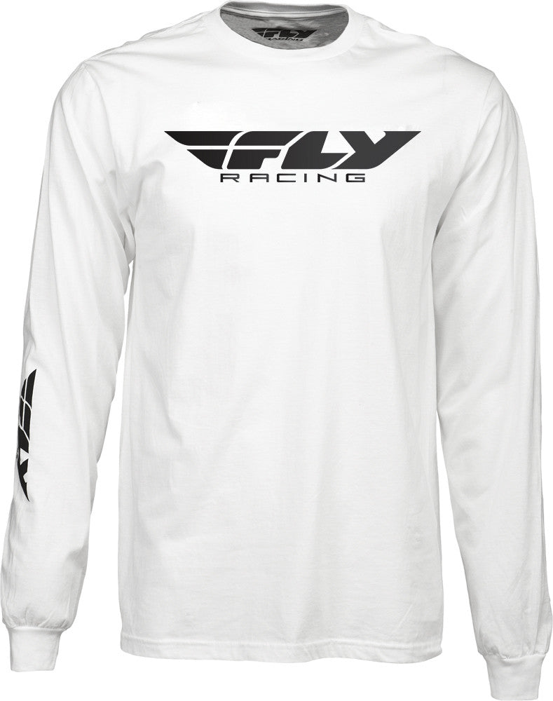 FLY RACING FLY CORPORATE L/S TEE WHITE SM 352-4144S-atv motorcycle utv parts accessories gear helmets jackets gloves pantsAll Terrain Depot