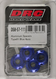 DRC ALUMINUM SPACERS TYPE 1 BLUE M6X12MM 4/PK D58-57-111