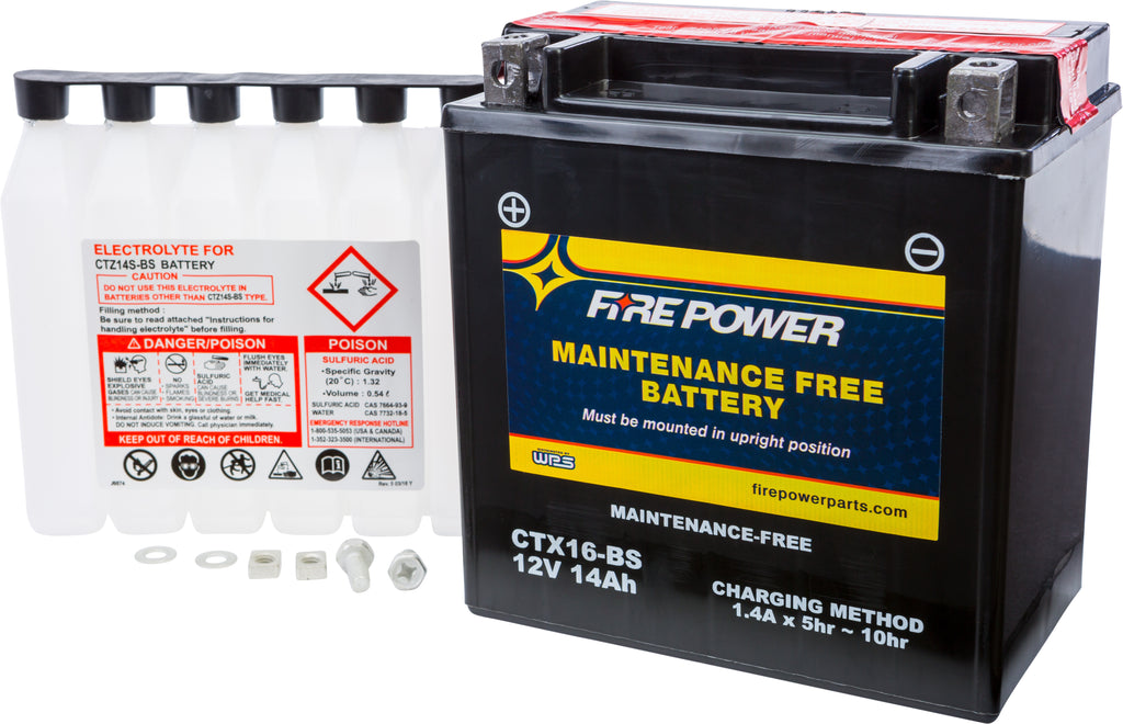FIRE POWER BATTERY CTX16-BS MAINTENANCE FREE CTX16-BS-atv motorcycle utv parts accessories gear helmets jackets gloves pantsAll Terrain Depot