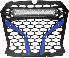 Load image into Gallery viewer, MODQUAD FRONT GRILL BLUE POL RZR S WITH 10&quot; LIGHT RZR-FGLS-XP1KS-BL