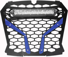 Load image into Gallery viewer, MODQUAD FRONT GRILL BLUE POL RZR S WITH 10" LIGHT RZR-FGLS-XP1KS-BL
