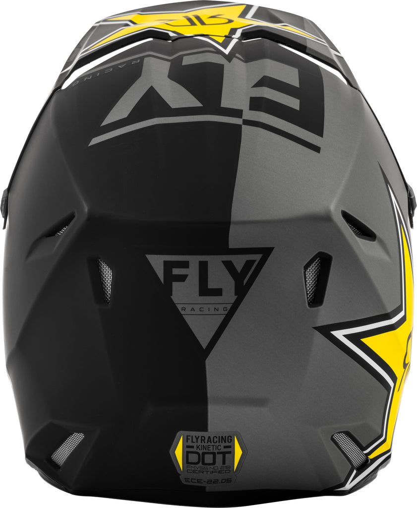 FLY RACING KINETIC ROCKSTAR HELMET MATTE GREY/BLACK/YELLOW 2X 73-33092X
