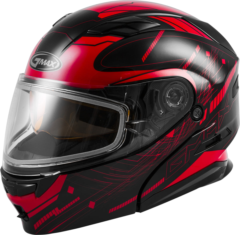 GMAX MD-01S MODULAR WIRED SNOW HELMET BLACK/RED XS G2011203D TC-1