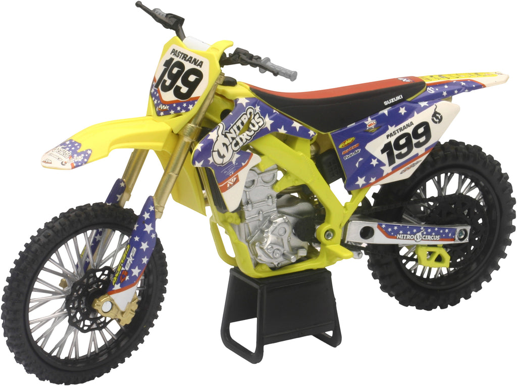 NEW-RAY REPLICA 1:12 RACE BIKE SUZUKI RMZ450 YELLOW(PASTRANA) 57993