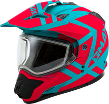 Load image into Gallery viewer, GMAX GM-11S DUAL-SPORT TRAPPER SNOW HELMET MATTE TEAL/ORANGE 2X G2113268