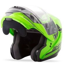 Load image into Gallery viewer, GMAX MD-04S MODULAR QUADRANT SNOW HELMET HI-VIS GREEN/BLACK XS G2041673 TC-23