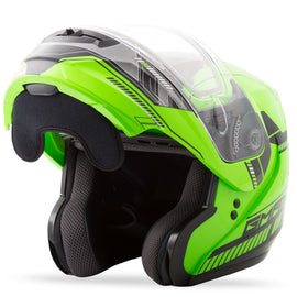 GMAX MD-04S MODULAR QUADRANT SNOW HELMET HI-VIS GREEN/BLACK XS G2041673 TC-23