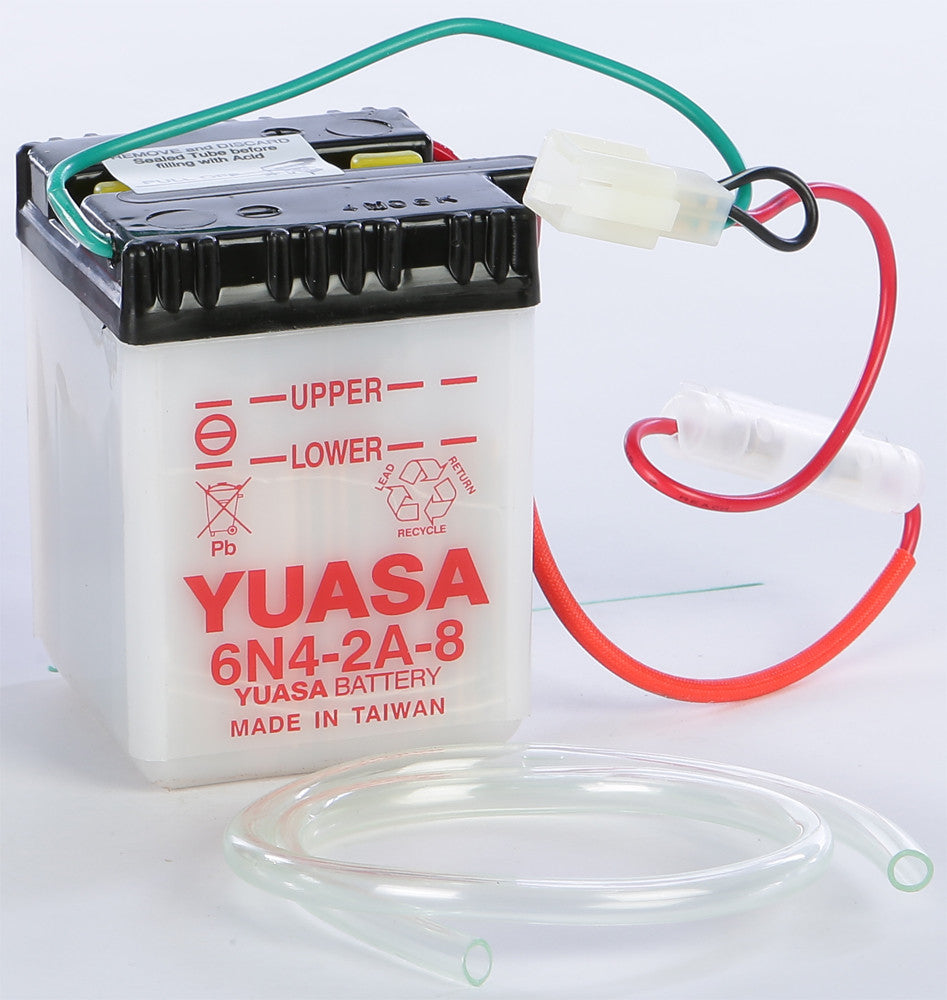 YUASA BATTERY 6N4-2A-8 CONVENTIONAL YUAM2648A-atv motorcycle utv parts accessories gear helmets jackets gloves pantsAll Terrain Depot