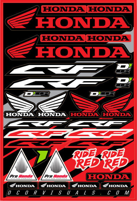 D'COR HONDA DECAL SHEET 12"X18" 40-10-100